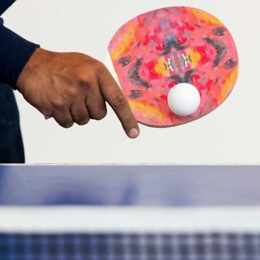 抽象芸術ピンク万華鏡のように千変万化するパターン 卓球ラケット (インサイチュ)