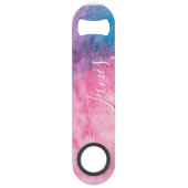 抽象芸術ピンク及びブルー模様クレジットカードボトル スピード栓抜き (裏面)