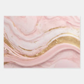 抽象芸術ピンク大理石パターフェイクングリッター ラッピングペーパーシート (正面)