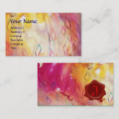 抽象芸術ピンク明るい赤紫色イエローアルギル、レッドワックスシール 名刺 (正面/裏面)