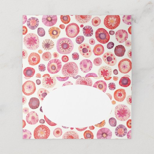 抽象芸術ピンク水彩花模様 プレイスカード (外部開封)