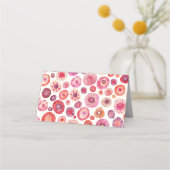 抽象芸術ピンク水彩花模様 プレイスカード (裏面)