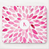 抽象芸術ピンク水色ブラシストロークモノグラム マウスパッド (正面)