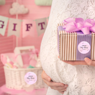 抽象芸術ピンク水色ベビーシャワー ラウンドシール