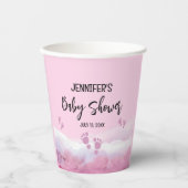 抽象芸術ピンク水色ベビーシャワー 紙コップ (正面)