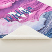 抽象芸術ピンク海波モノグラム シェルパブランケット (3/4)