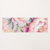 抽象芸術ピンク牡丹フローラパーソナライズされた名 ヨガマット (裏面(横))