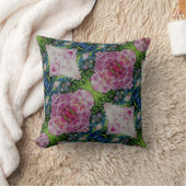 抽象芸術ピンク牡丹フローラ水絵を描色 クッション (ブランケット)