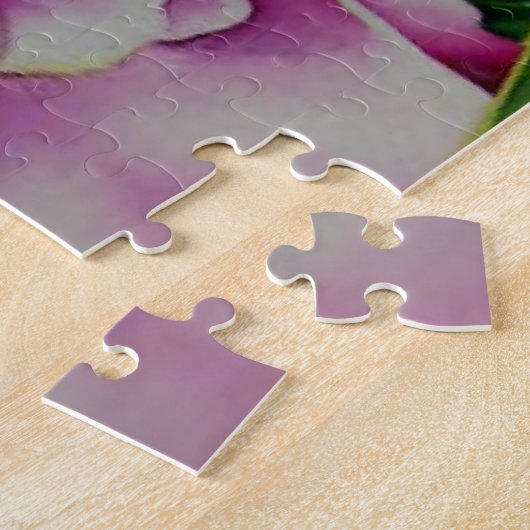 抽象芸術ピンク牡丹フローラ水絵を描色 ジグソーパズル (側面)