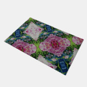 抽象芸術ピンク牡丹フローラ水絵を描色 ドアマット (アングル)