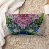 抽象芸術ピンク牡丹フローラ水絵を描色 ランバークッション (ブランケット)