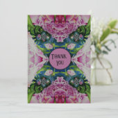 抽象芸術ピンク牡丹フローラ水絵を描色 招待状 (スタンド正面)