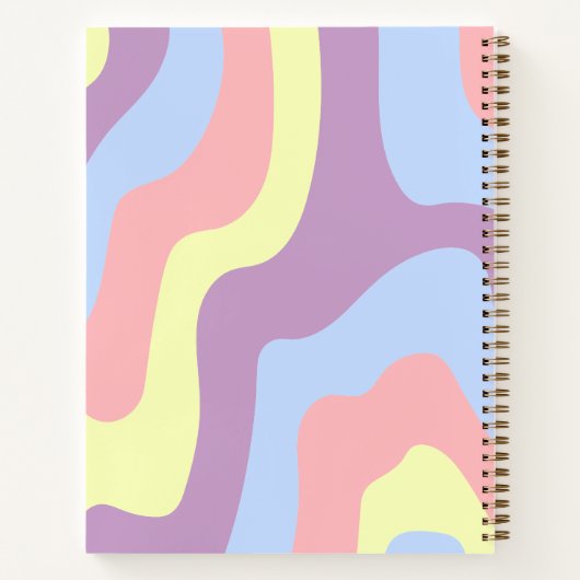 抽象芸術ピンク紫の波線のサブジェクト名 ノートブック (裏面)