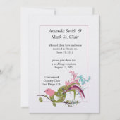 抽象芸術ピンク紫の緑の鳥の渦巻きポストW 招待状 (正面)