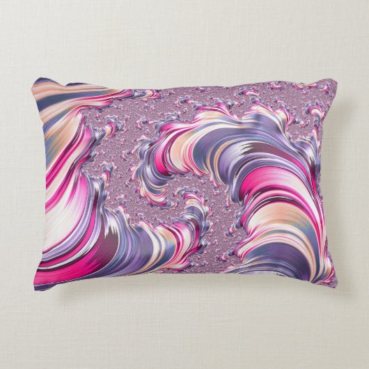 抽象芸術ピンク紫色スパイラルフラクタル アクセントクッション (正面)