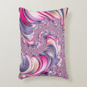 抽象芸術ピンク紫色スパイラルフラクタル アクセントクッション (正面(垂直))