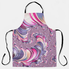 抽象芸術ピンク紫色スパイラルフラクタル エプロン