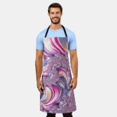 抽象芸術ピンク紫色スパイラルフラクタル エプロン (着用した状態)