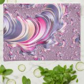 抽象芸術ピンク紫色スパイラルフラクタル キッチンタオル (折り畳み)