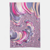 抽象芸術ピンク紫色スパイラルフラクタル キッチンタオル (縦)