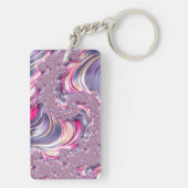 抽象芸術ピンク紫色スパイラルフラクタル キーホルダー (裏面)