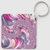 抽象芸術ピンク紫色スパイラルフラクタル キーホルダー (裏面)