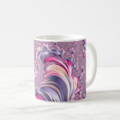 抽象芸術ピンク紫色スパイラルフラクタル コーヒーマグカップ (正面右)