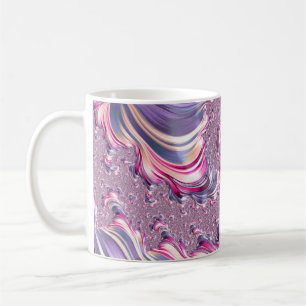 抽象芸術ピンク紫色スパイラルフラクタル コーヒーマグカップ