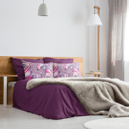 抽象芸術ピンク紫色スパイラルフラクタル 枕カバー