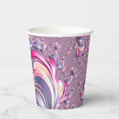抽象芸術ピンク紫色スパイラルフラクタル 紙コップ (裏面)