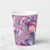 抽象芸術ピンク紫色スパイラルフラクタル 紙コップ (左)