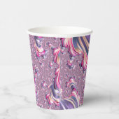 抽象芸術ピンク紫色スパイラルフラクタル 紙コップ (右)