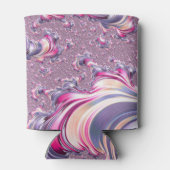 抽象芸術ピンク紫色スパイラルフラクタル 缶クーラー (裏面)