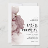 抽象芸術ピンク結婚グード 招待状 (正面)