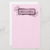 抽象芸術ピンク結婚フローラ 便箋 (正面/裏面)