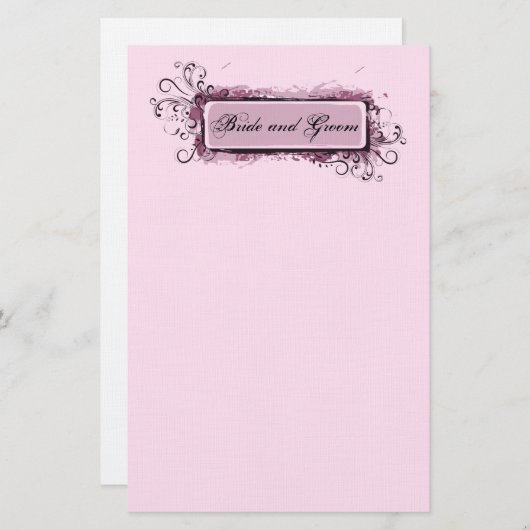 抽象芸術ピンク結婚フローラ 便箋 (正面/裏面)