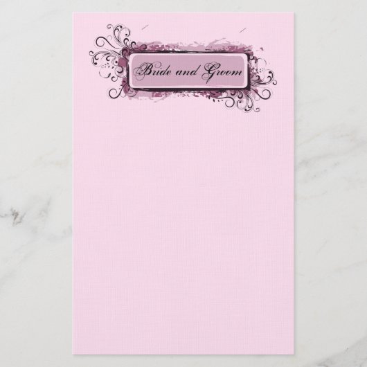 抽象芸術ピンク結婚フローラ 便箋 (正面)