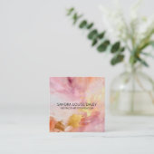 抽象芸術ピンク絵を描金ゴールドアモダンート スクエア名刺 (スタンド正面)