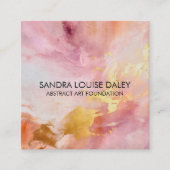 抽象芸術ピンク絵を描金ゴールドアモダンート スクエア名刺 (正面)