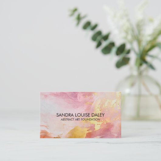 抽象芸術ピンク絵を描金ゴールドアモダンート 名刺 (スタンド正面)