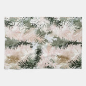 抽象芸術ピンク緑のクリスマスツリー キッチンタオル (横)