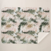 抽象芸術ピンク緑のクリスマスツリー シェルパブランケット (正面(横))