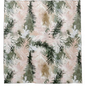 抽象芸術ピンク緑のクリスマスツリー シャワーカーテン (正面)