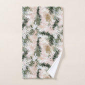 抽象芸術ピンク緑のクリスマスツリー バスタオルセット (ハンドタオル)