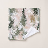 抽象芸術ピンク緑のクリスマスツリー バスタオルセット (ウォッシュタオル)