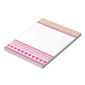 抽象芸術ピンク緑のパターン+ドット花ハート ノートパッド (回転)