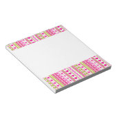 抽象芸術ピンク緑のパターン+ドット花ハート ノートパッド (アングル)