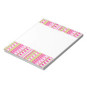 抽象芸術ピンク緑のパターン+ドット花ハート ノートパッド (回転)