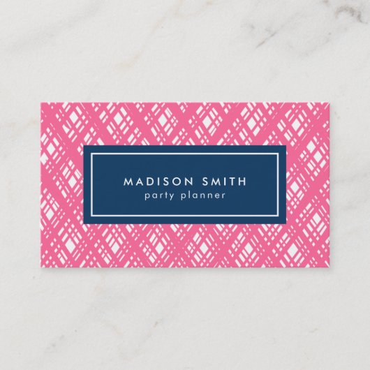 抽象芸術ピンク線の線のパターン 名刺 (正面)