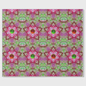 抽象芸術ピンク色の宝石の赤い緑 ラッピングペーパー (フラット)